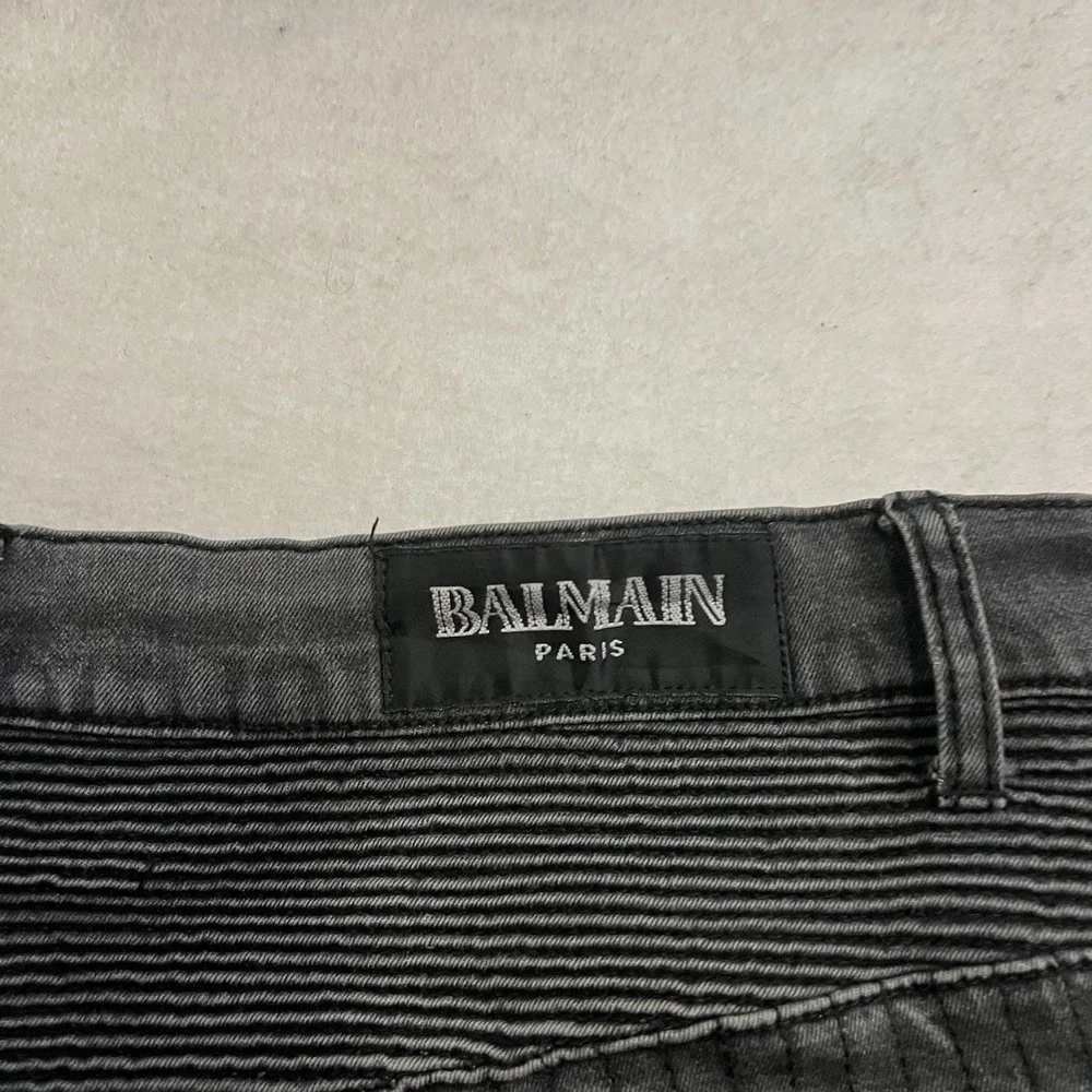 Balmain Paris Moto Biker Jeans Made in Italy Men's Size 38x31 Black Denim Slim